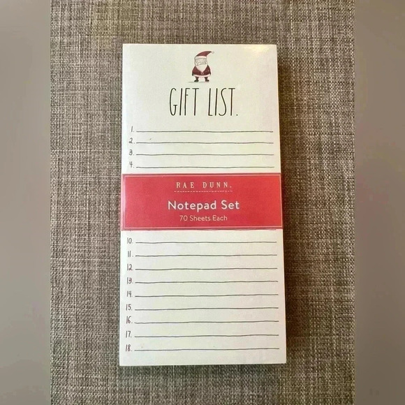 NEW SET of 2 Rae Dunn Holiday Notepads One GIFTLIST pad & One CHECKLIST list pad - Picture 2 of 10